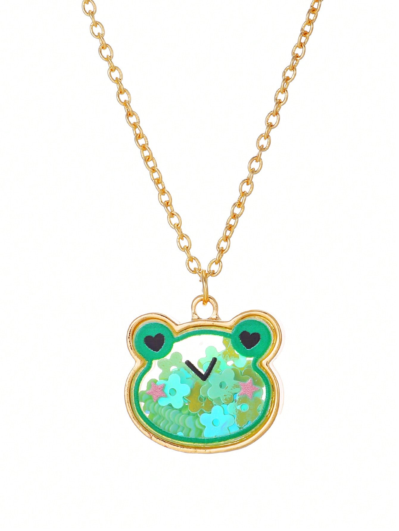 1pc Cartoon Cute Cat Shaped Glitter Detail Friendship Necklace For Girls