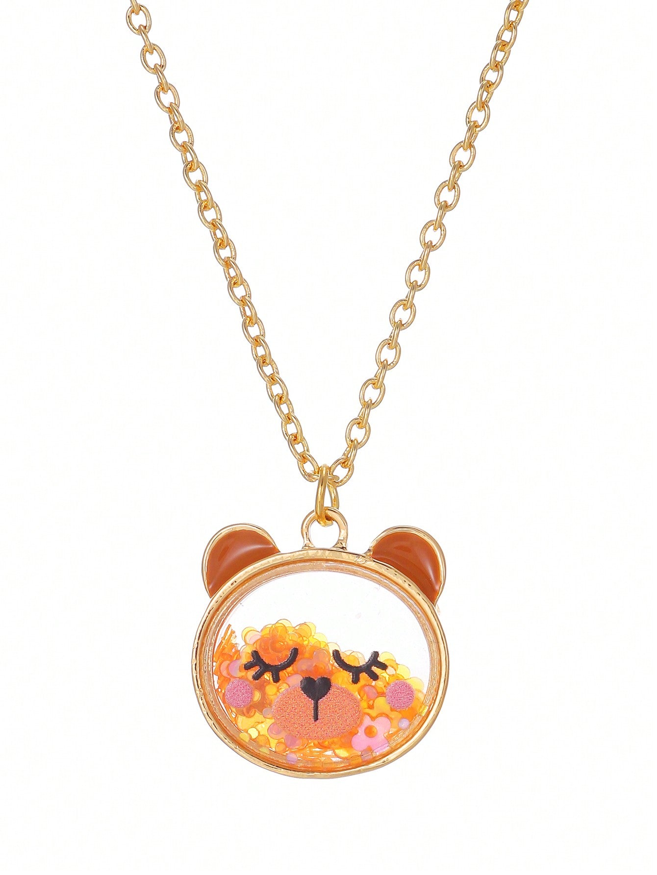 1pc Cartoon Cute Cat Shaped Glitter Detail Friendship Necklace For Girls