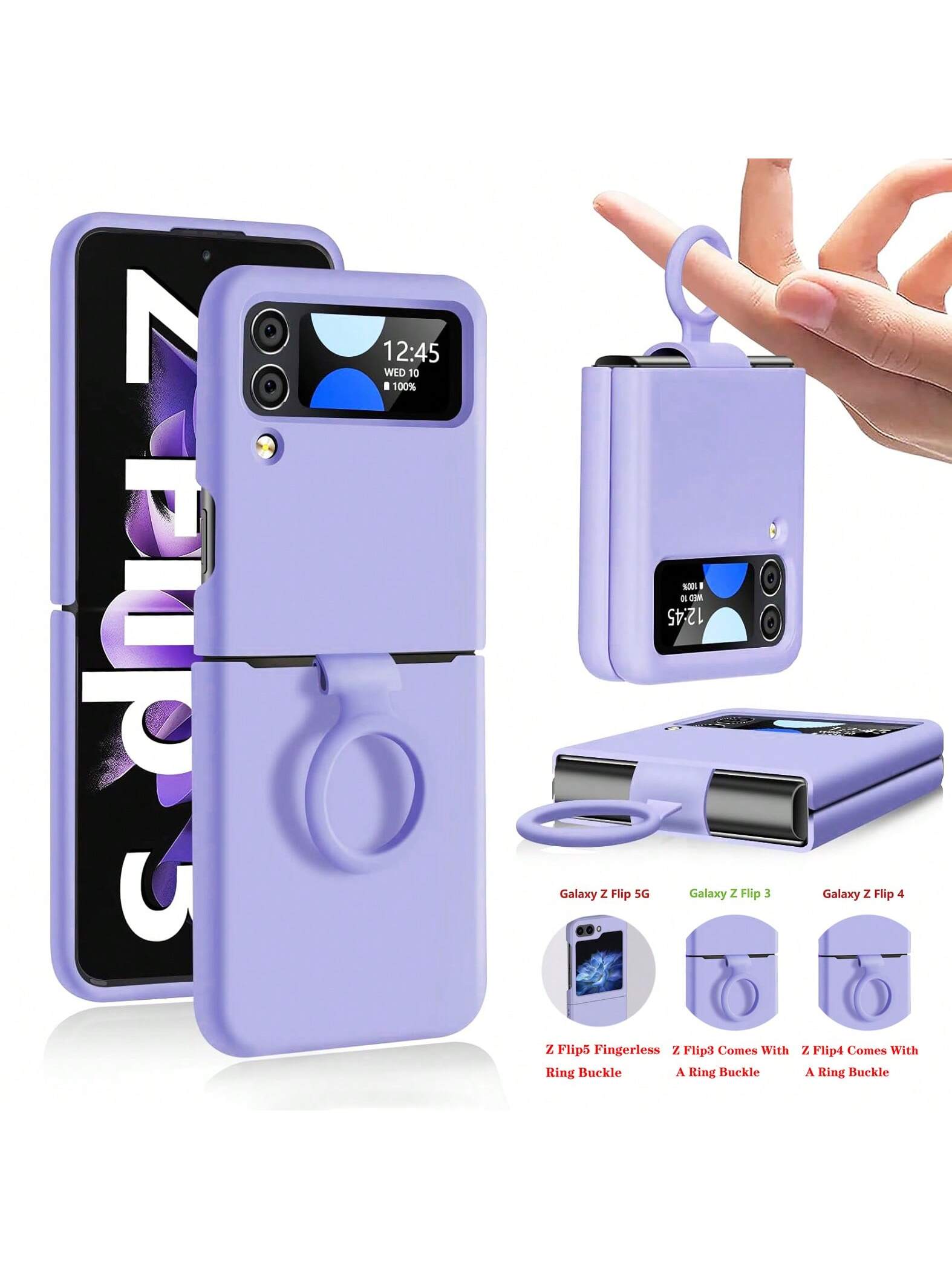 1pc Purple Liquid Silicone With Foldable Interior Lining, Skin-Friendly, Washable, Full Coverage, Anti-Drop Phone Case Compatible With Samsung Galaxy Z Flip 5/ Z Flip 4/ Z Flip 3