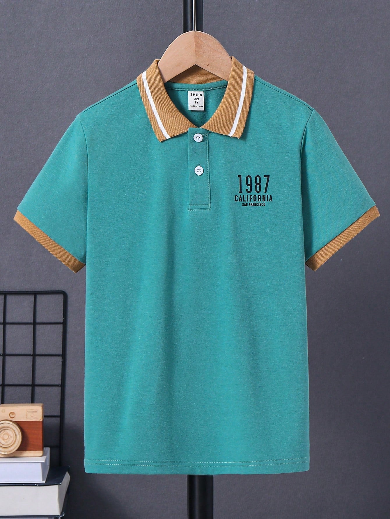 Tween Boy Color Block Accent Short Sleeve Polo Shirt