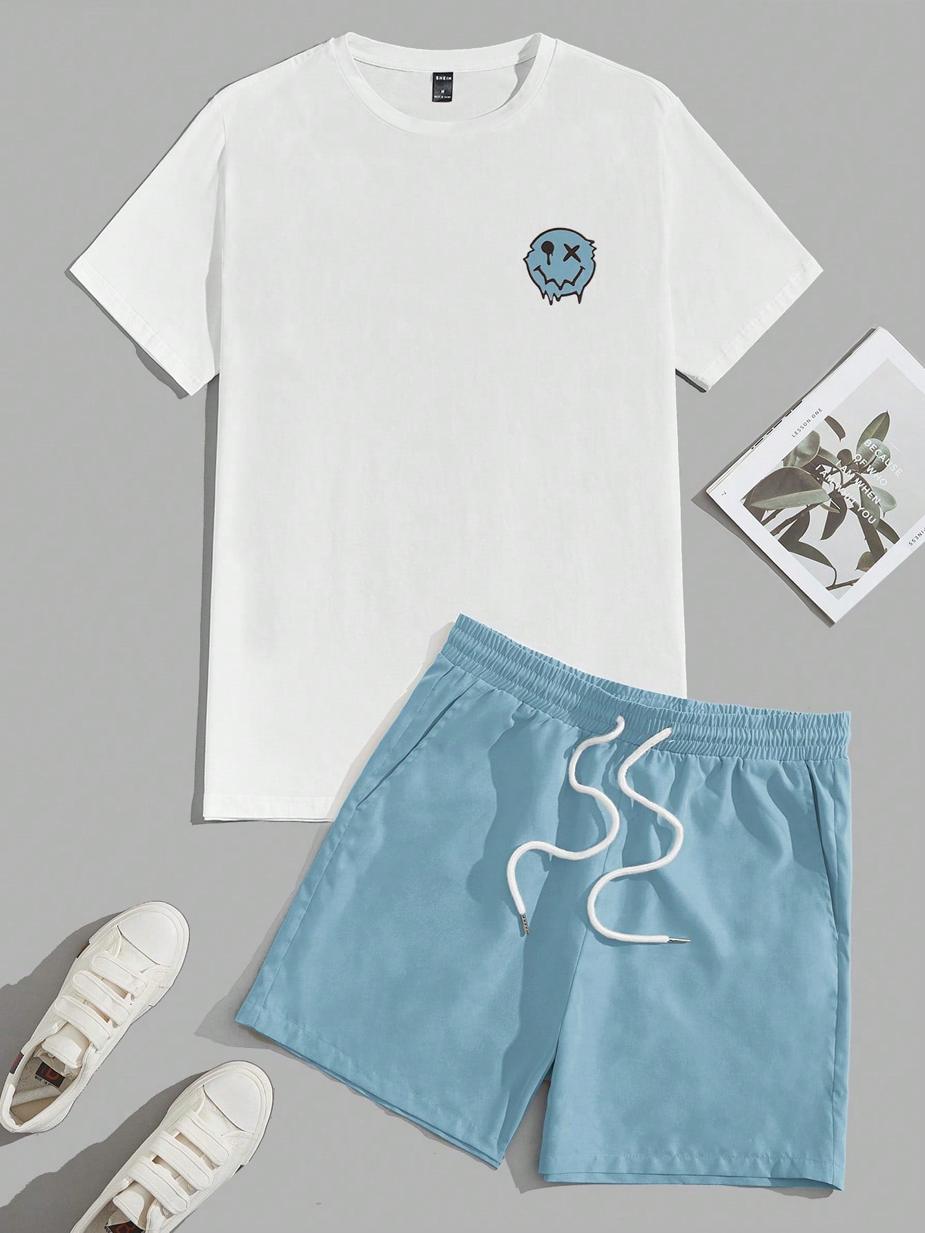 X Breakaway Men Cartoon Graphic Tee & Drawstring Waist Shorts