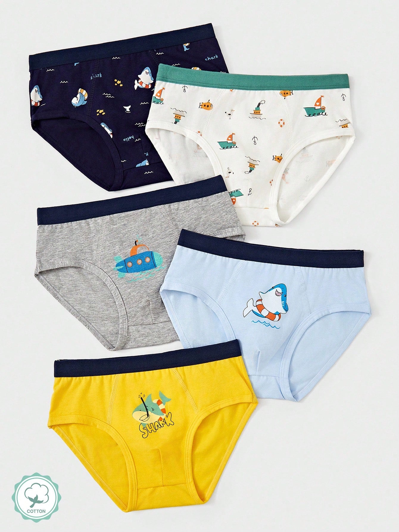 5pcs Boys Dinosaur Print Cotton Briefs Set