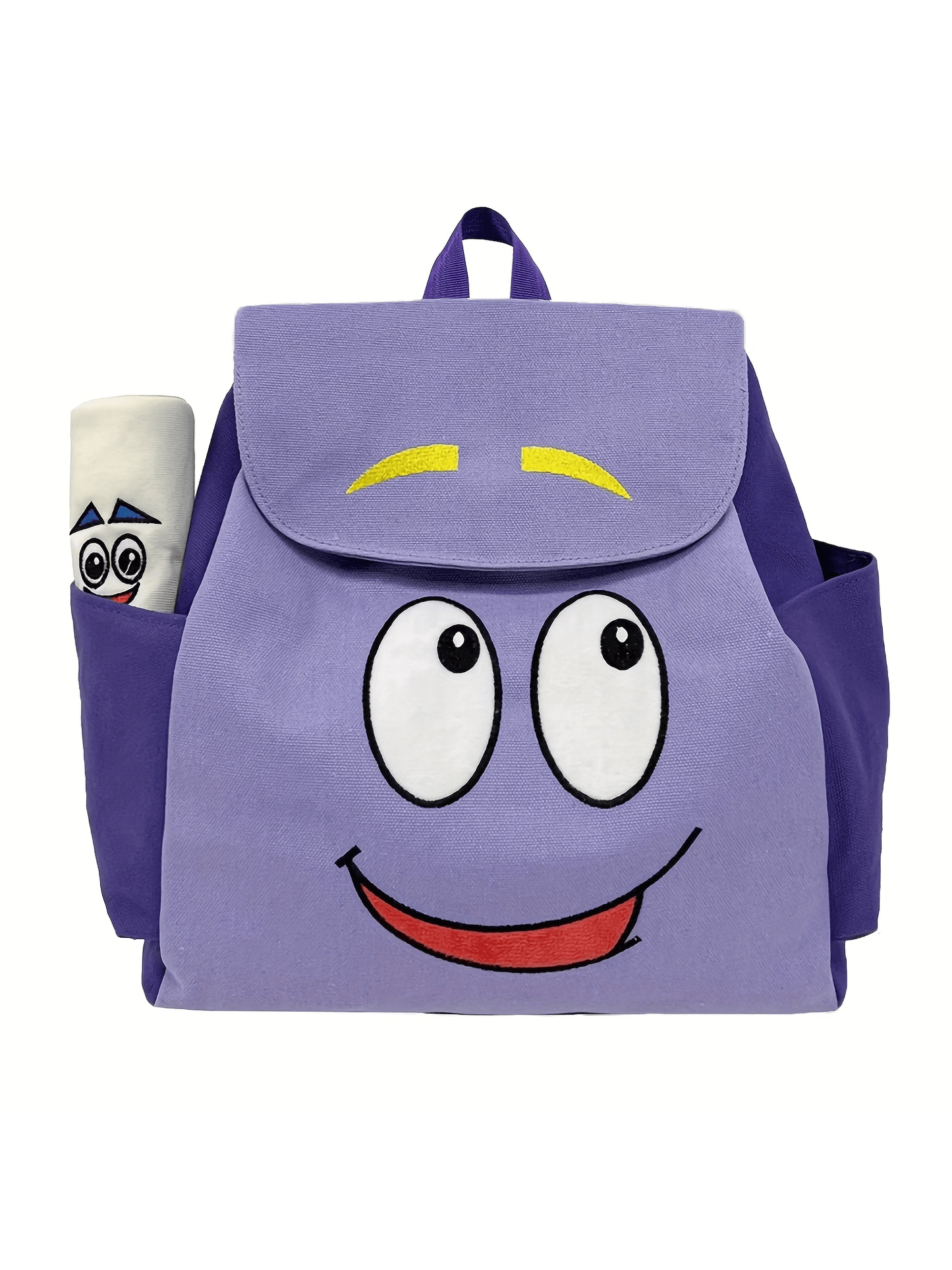 Dor Explorer Bag Backpack , Cartoon Backpack,Purple Soft Plush Smile Face Backpack