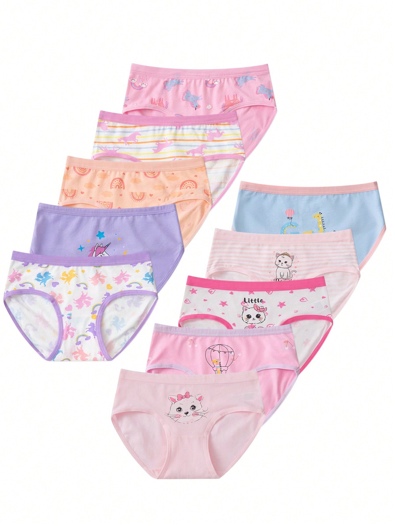 Young Girl 10pcs/Set Cartoon Printed Triangle Underwear