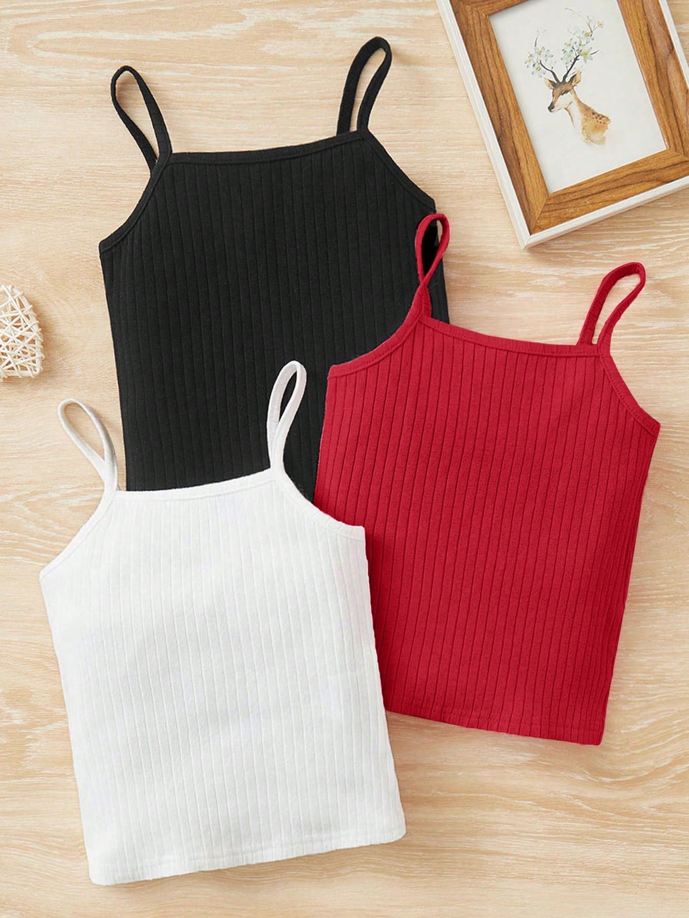 Young Girls' Casual Comfortable Cute Solid Color Tank Top