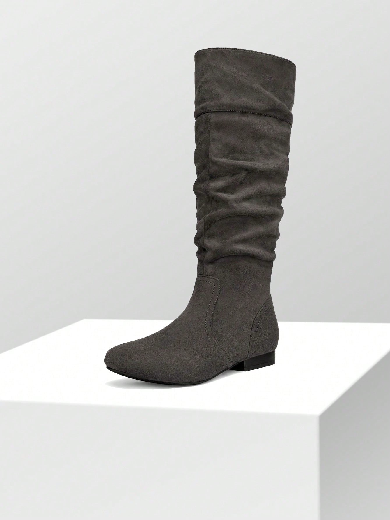 Women's  Black Knee High Pull On Fall Weather Boots Elegant & Fashionable Classic Slouchy Boots