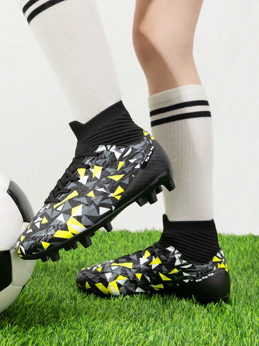 Boys Football Cleats Youth High Top Firm Ground Soccer Shoes For Little/Big Kids PU Upper To Enhance Ball Control During Dribbling Or Striking,Cleats Are  Lightweight, Soft, And Incredibly Comfortable