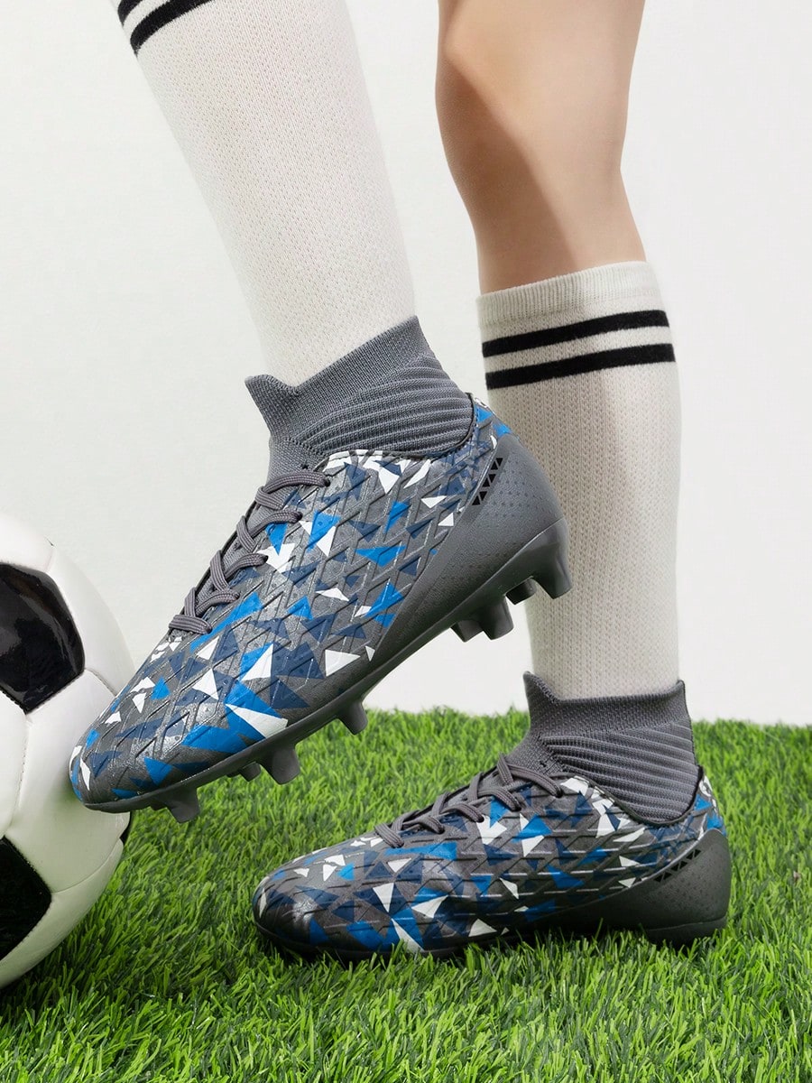 Boys Football Cleats Youth High Top Firm Ground Soccer Shoes For Little/Big Kids PU Upper To Enhance Ball Control During Dribbling Or Striking,Cleats Are  Lightweight, Soft, And Incredibly Comfortable