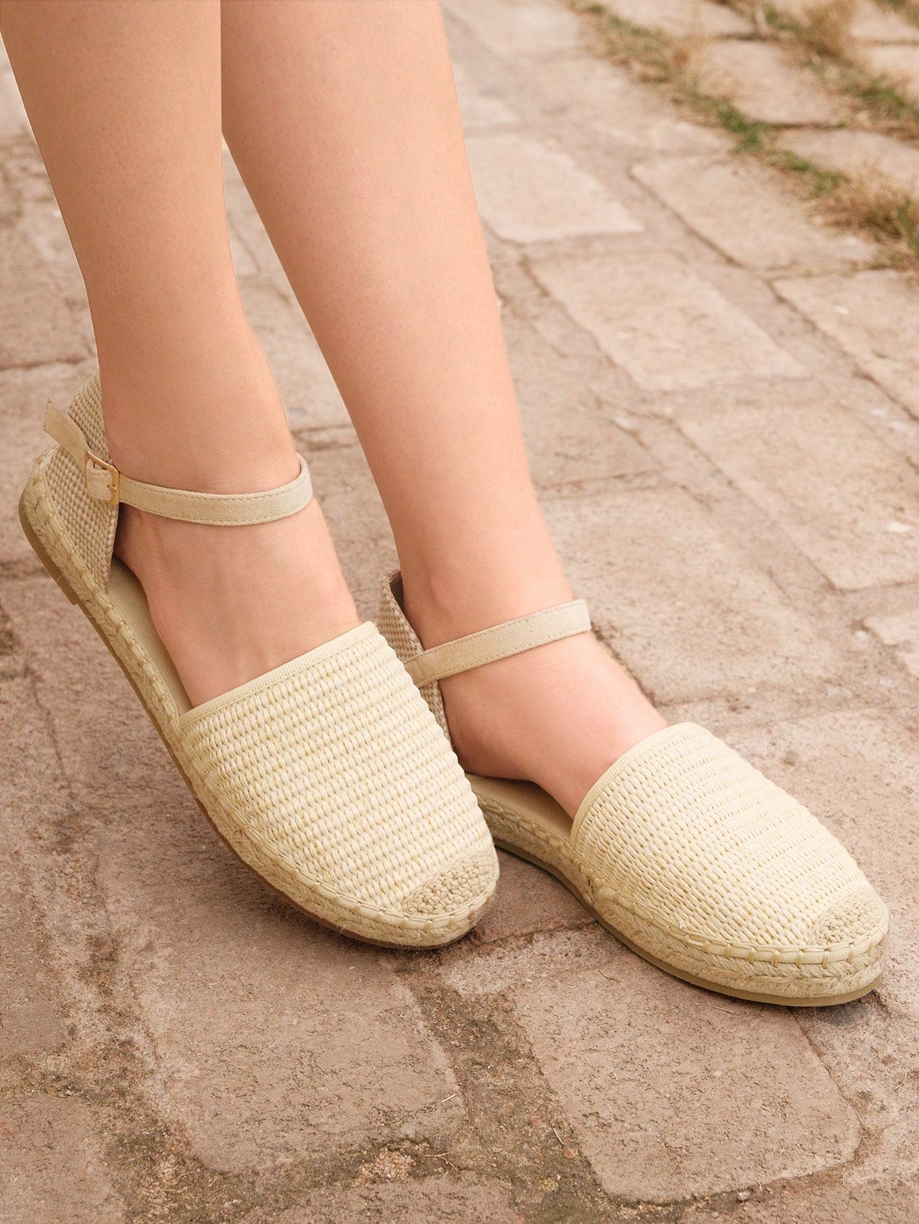 Styleloop Woman Shoes Cap Toe Espadrille Ankle Strap Flats For Summer Vacation Shoes Summer Sale  Back To School Shoes College Student Shoes Boho Feels Vintage Cottagecore Frenchy Shoes