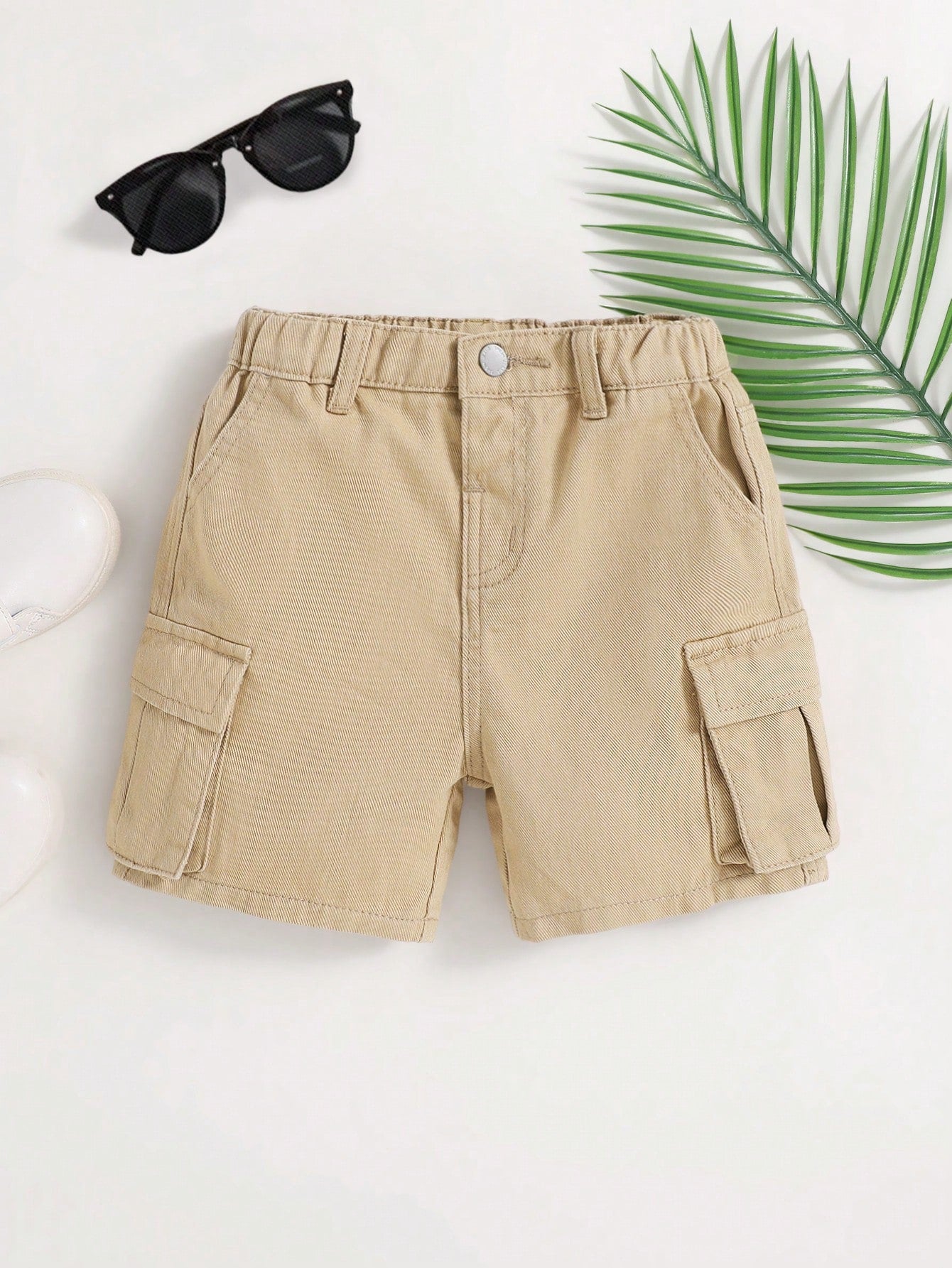 Young Boy's Street Style Cool Loose Straight Leg Color Cargo Denim Shorts