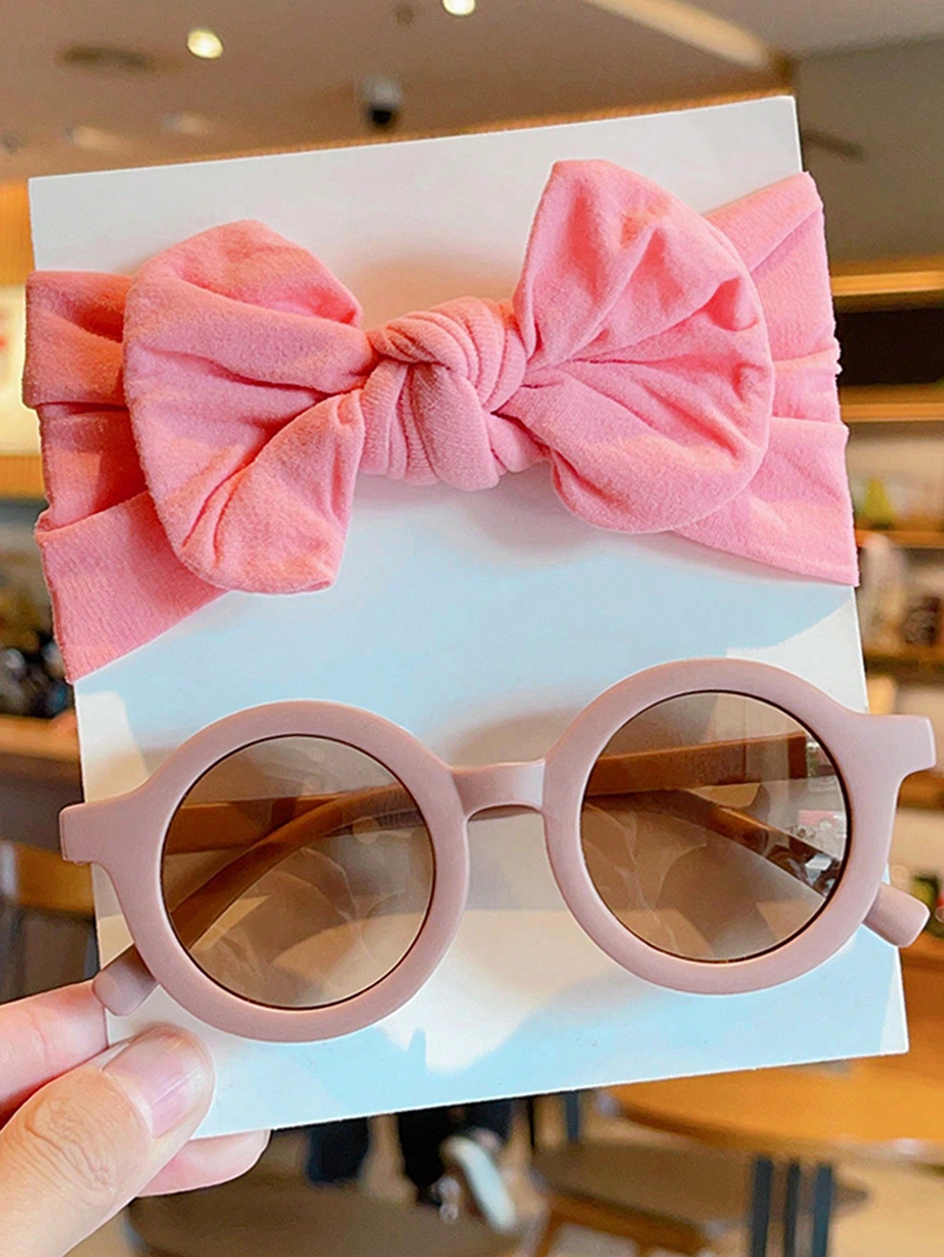 2 Pcs/Set New Baby Girls Boys Cute Solid Color Bowknot Hairband Round Sunglasses Set Children Sunglasses Kids Hair Accessories