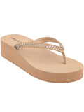 Women Rhinestone Decor Flip Flops Glamorous Summer Flip Flops Toe Post Vacation Fashion Black Flip Flops Summer Fashion Sandals