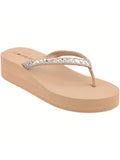 Women Rhinestone Decor Flip Flops Glamorous Summer Flip Flops Toe Post Vacation Fashion Black Flip Flops Summer Fashion Sandals