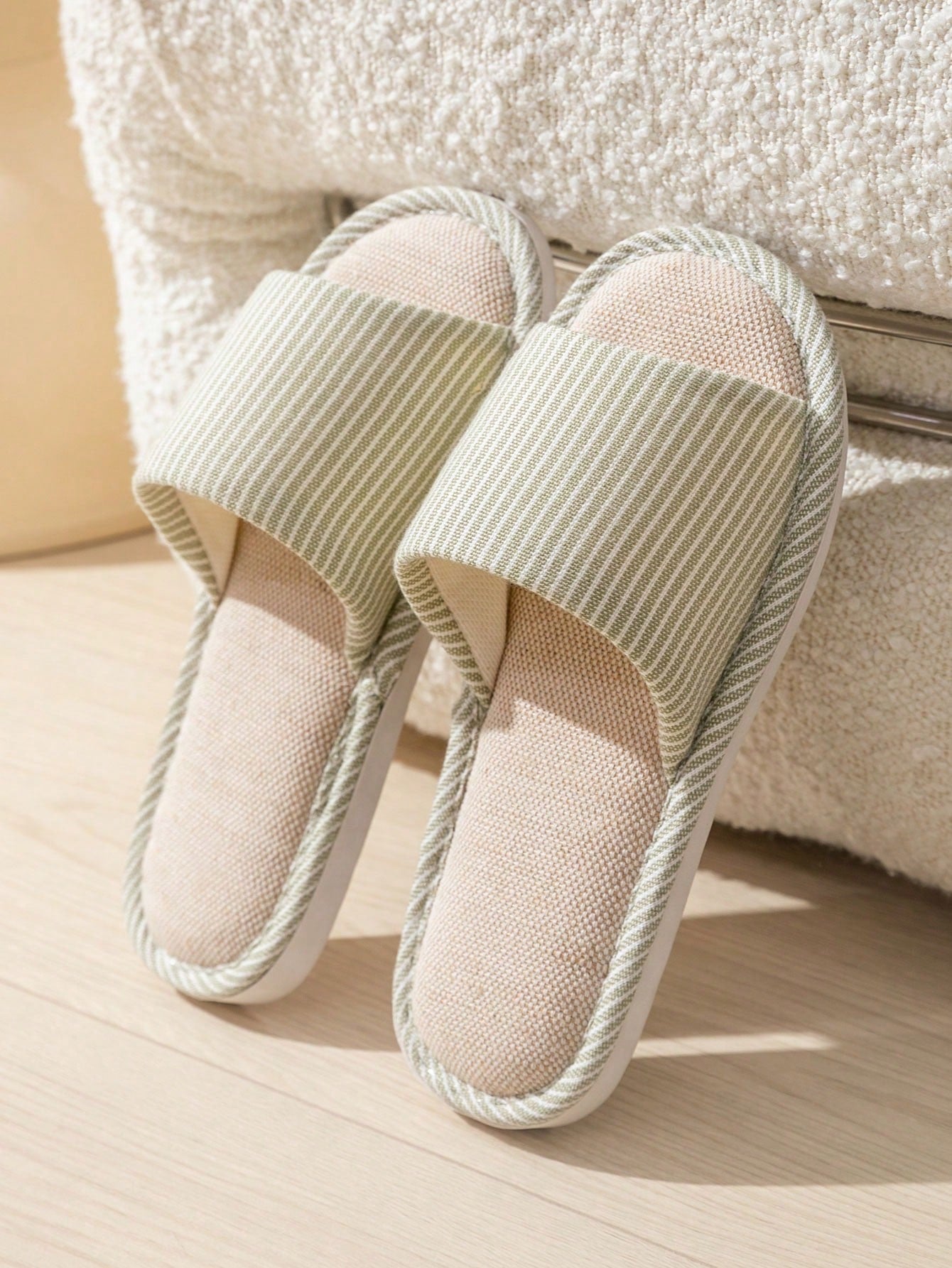 Ladies' Indoor Anti-Skid, Quiet, Soft Soled, All Season Linen Slippers For Home