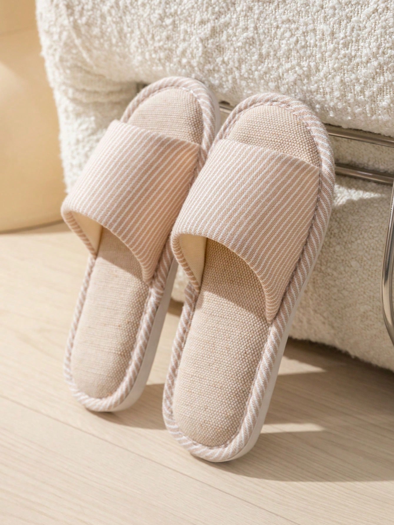 Ladies' Indoor Anti-Skid, Quiet, Soft Soled, All Season Linen Slippers For Home