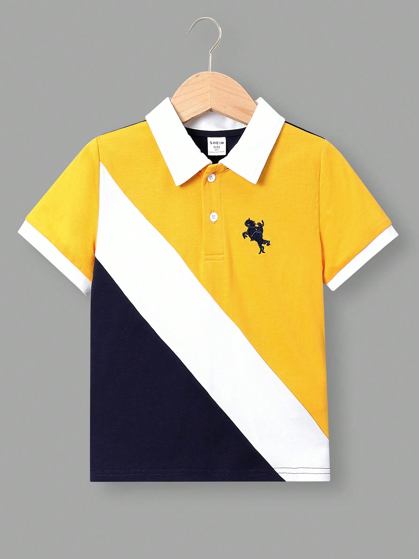 Young Boy Casual Color Block Polo Shirt