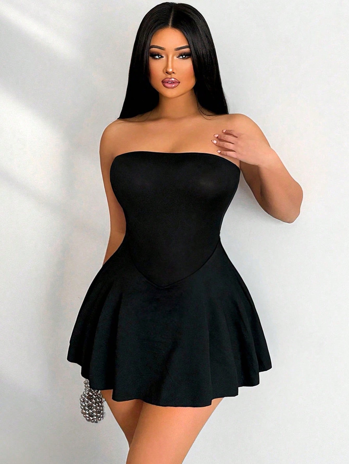 Women's Ruffle Hem Strapless Mini Dress