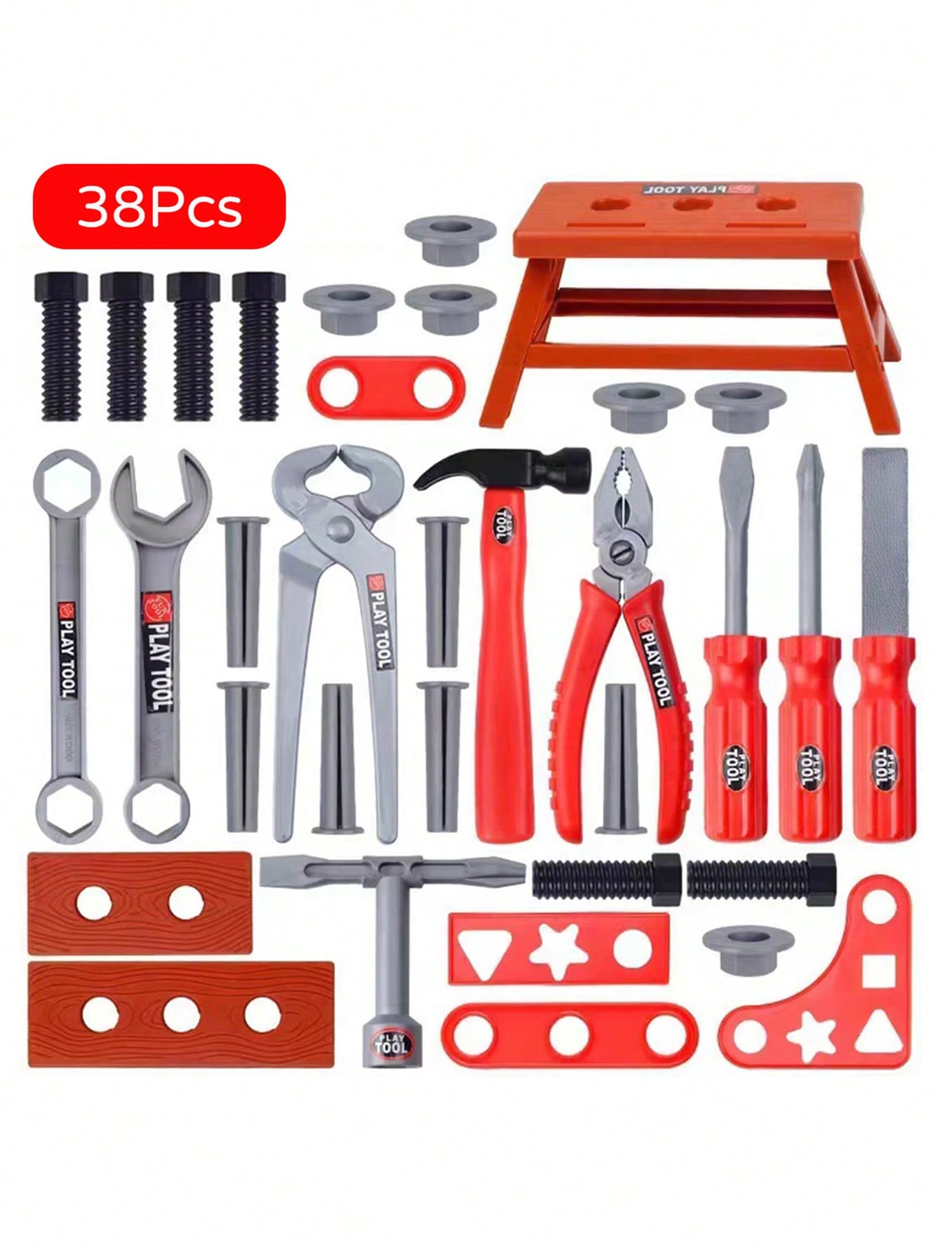 38pcs Kids Toolbox Set With Repair Tools, Screwdriver, Boys Gift Toy