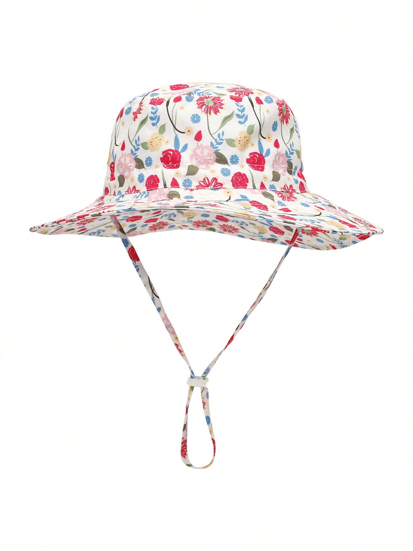 1pc Kids' Wide Brim Sun Hat With Printed Pattern, Breathable Beach Bucket Hat, Summer