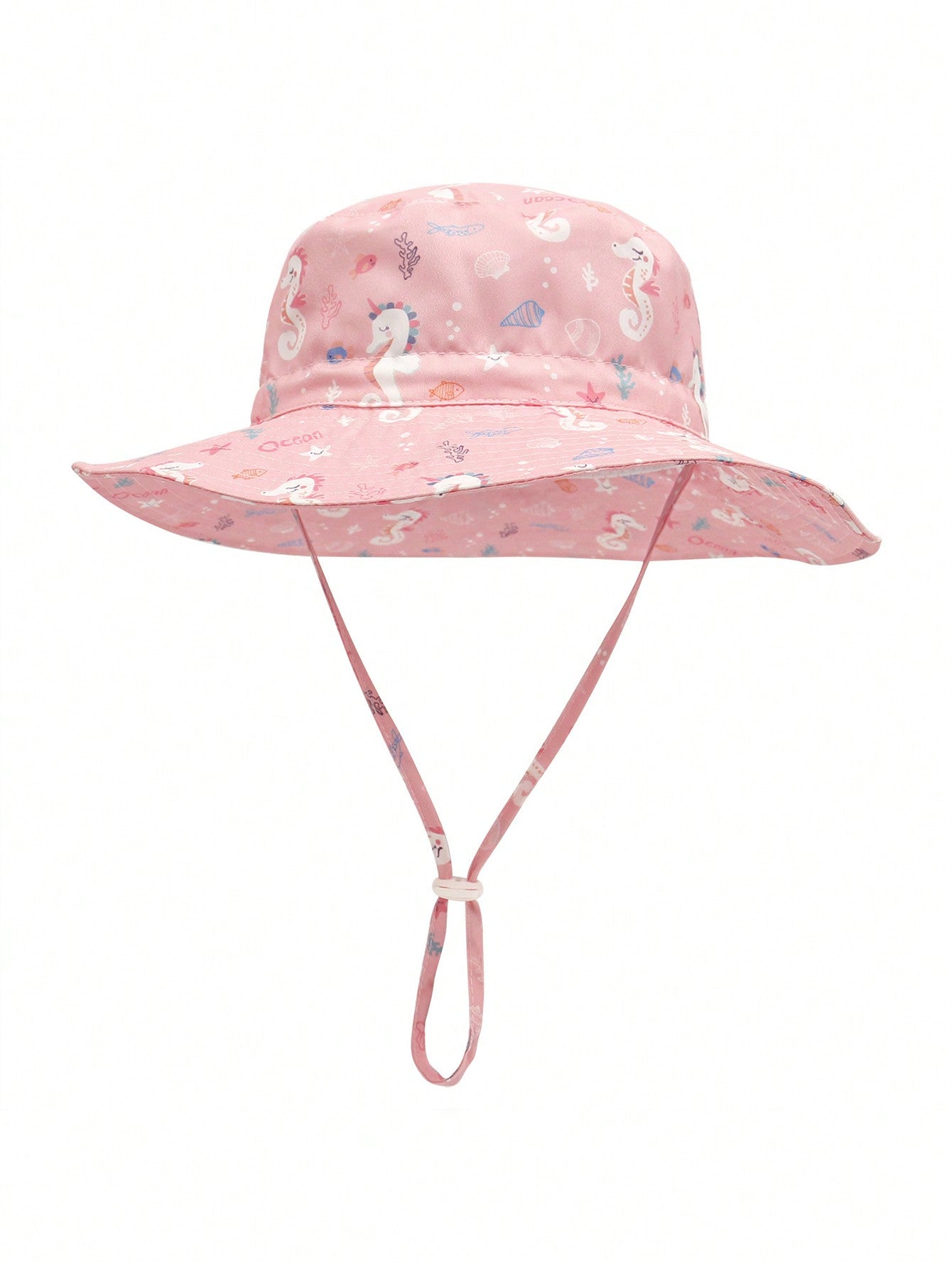 1pc Kids' Wide Brim Sun Hat With Printed Pattern, Breathable Beach Bucket Hat, Summer