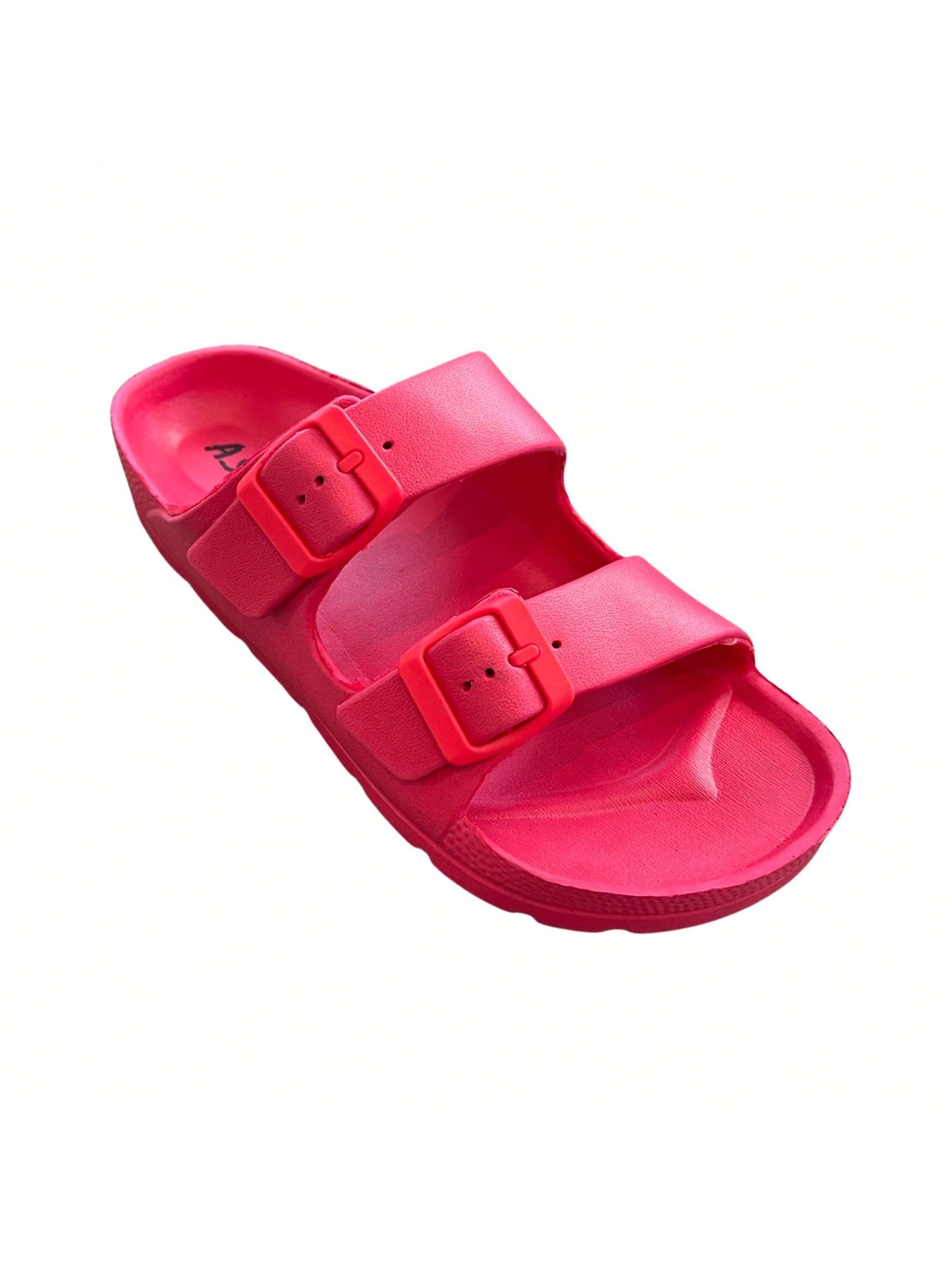 Andrew By Andrew Stevens Comfort Slides Double Buckle Adjustable Scooby Flat Sandals