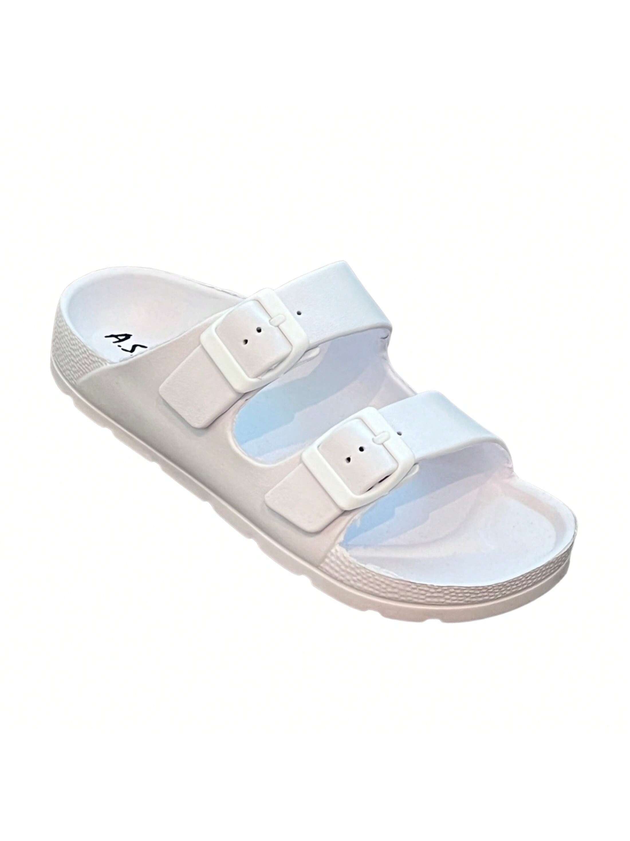 Andrew By Andrew Stevens Comfort Slides Double Buckle Adjustable Scooby Flat Sandals