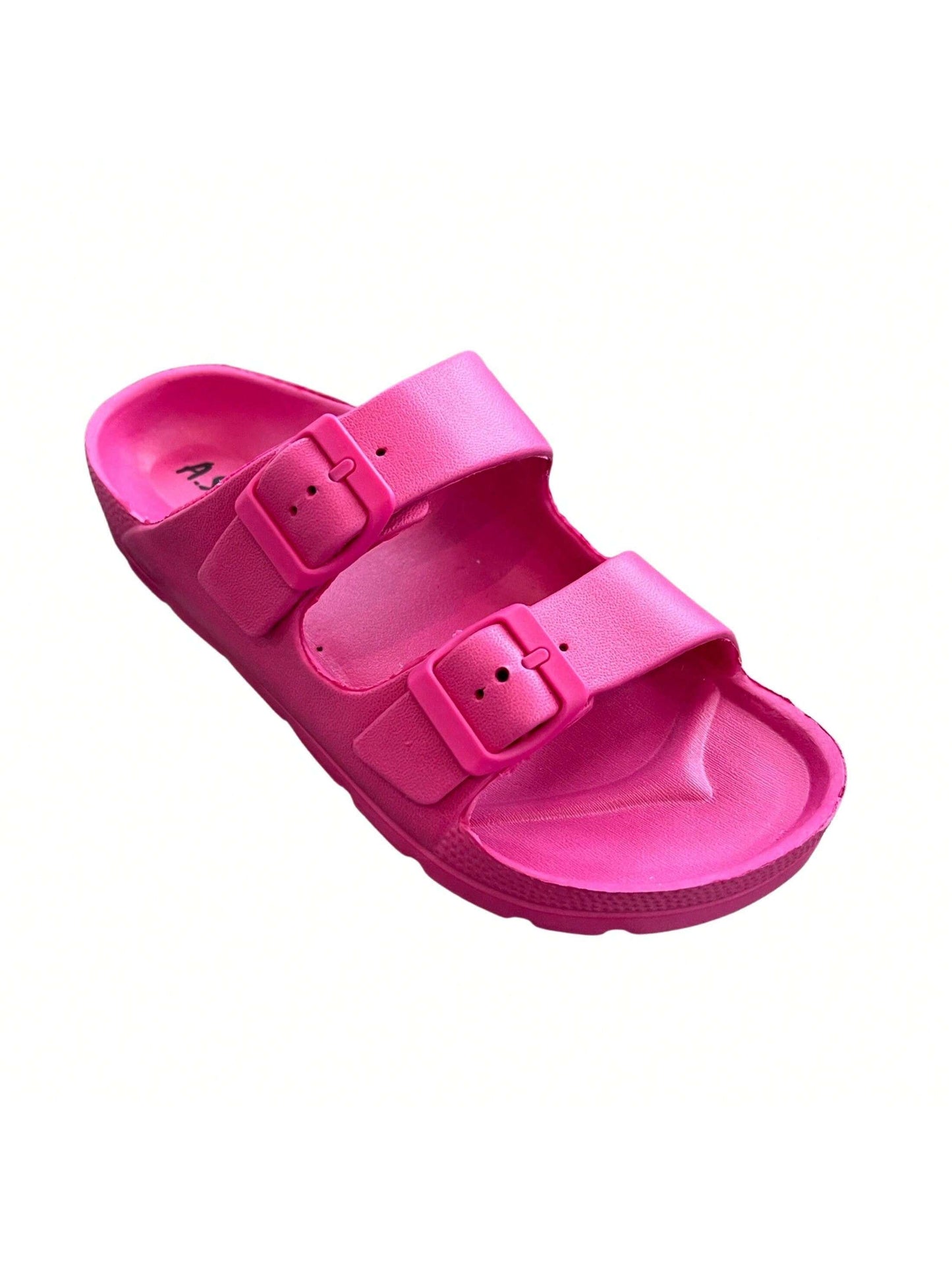 Andrew By Andrew Stevens Comfort Slides Double Buckle Adjustable Scooby Flat Sandals