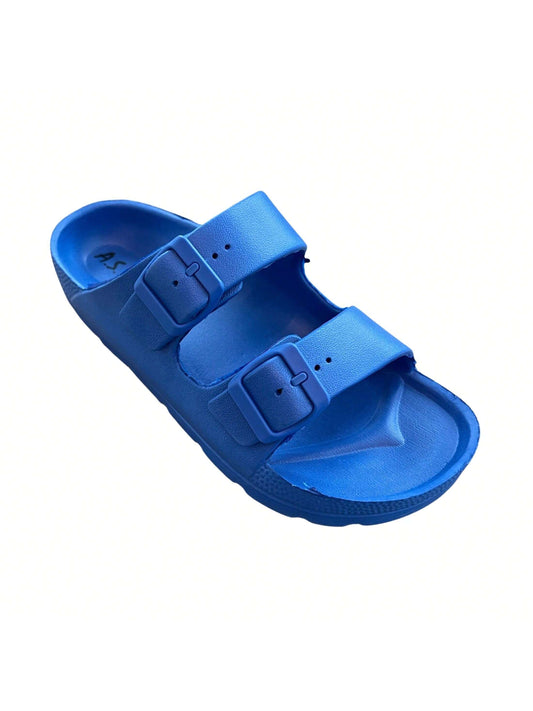 Andrew By Andrew Stevens Comfort Slides Double Buckle Adjustable Scooby Flat Sandals