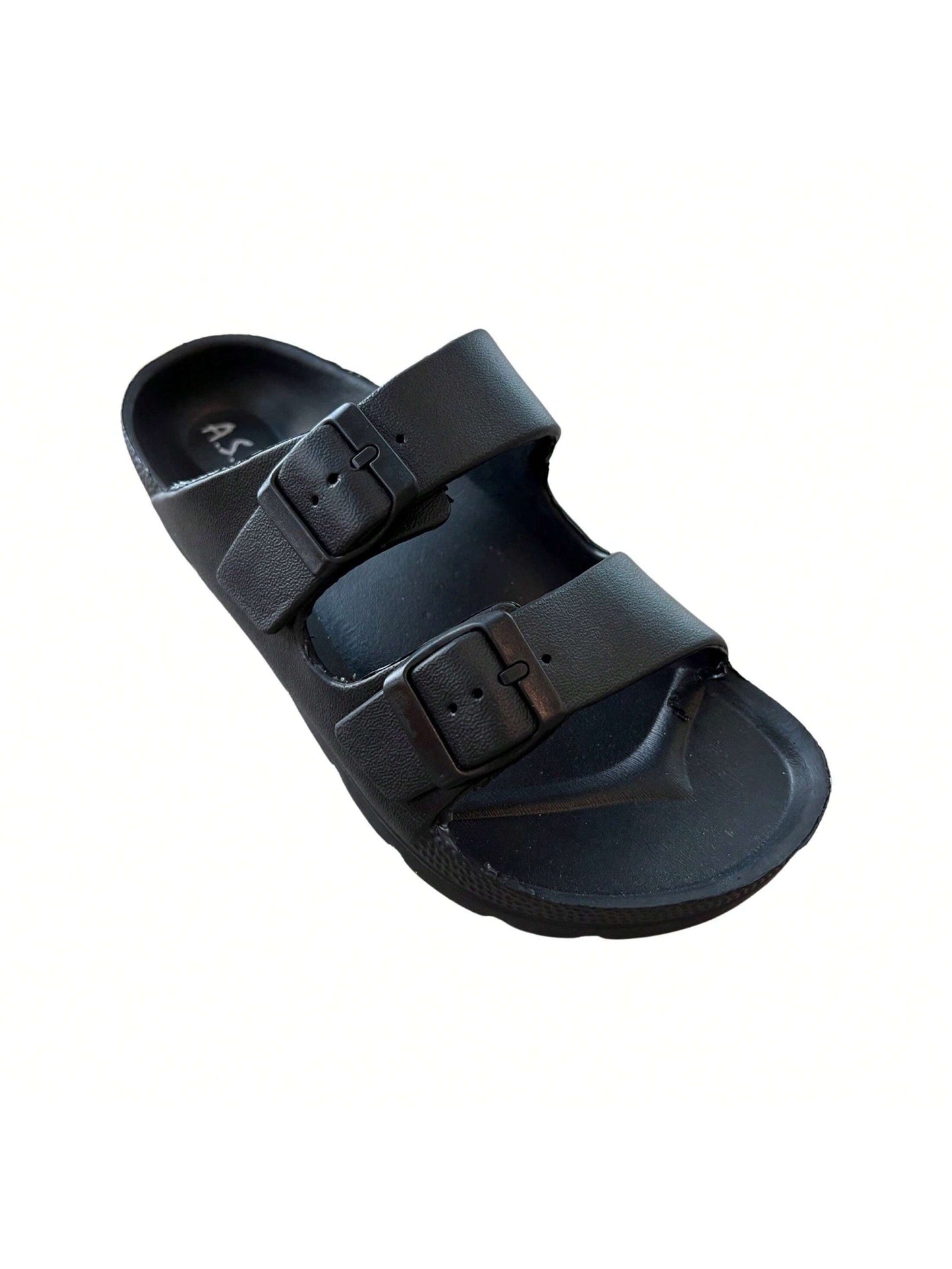 Andrew By Andrew Stevens Comfort Slides Double Buckle Adjustable Scooby Flat Sandals