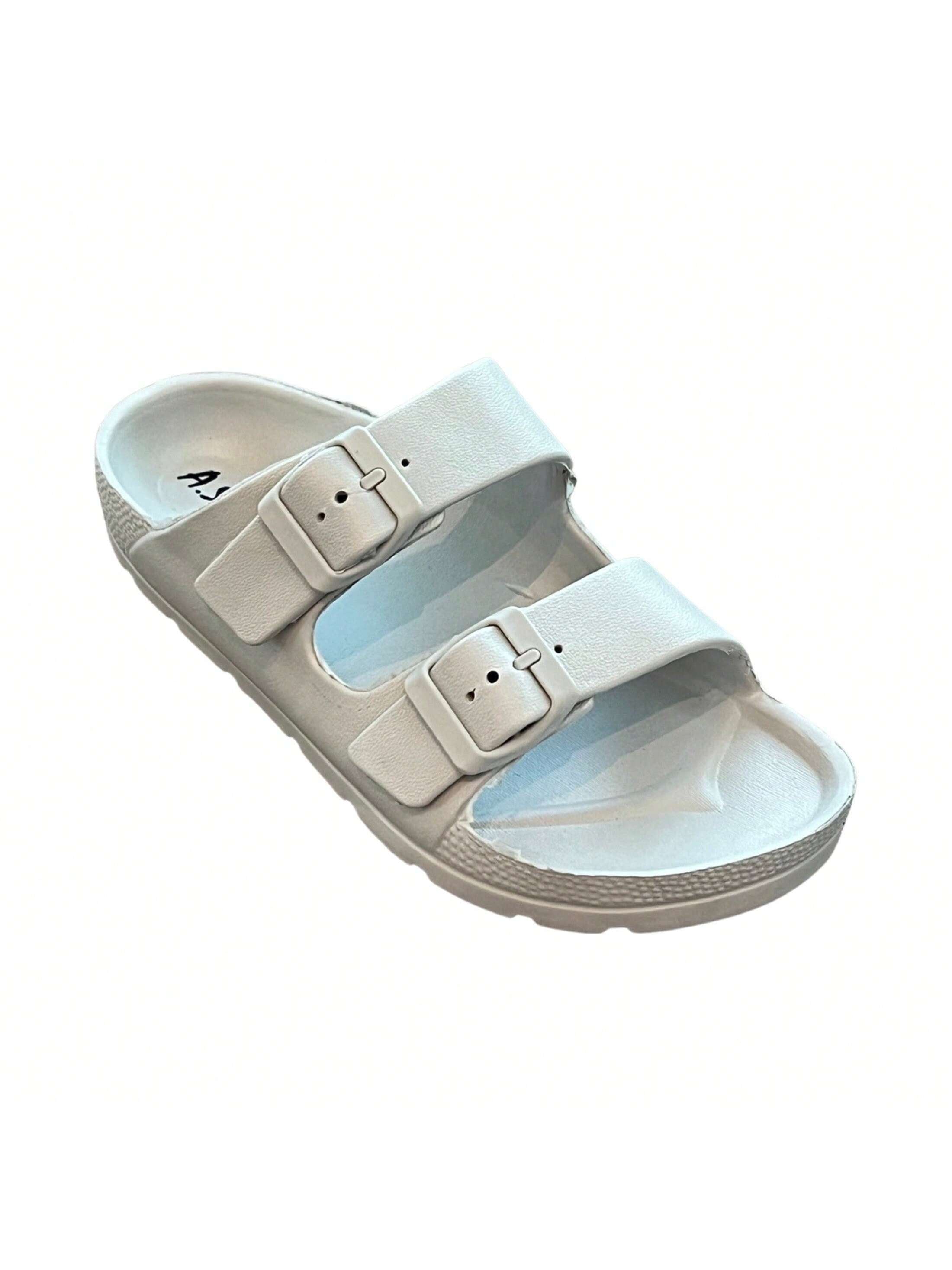 Andrew By Andrew Stevens Comfort Slides Double Buckle Adjustable Scooby Flat Sandals