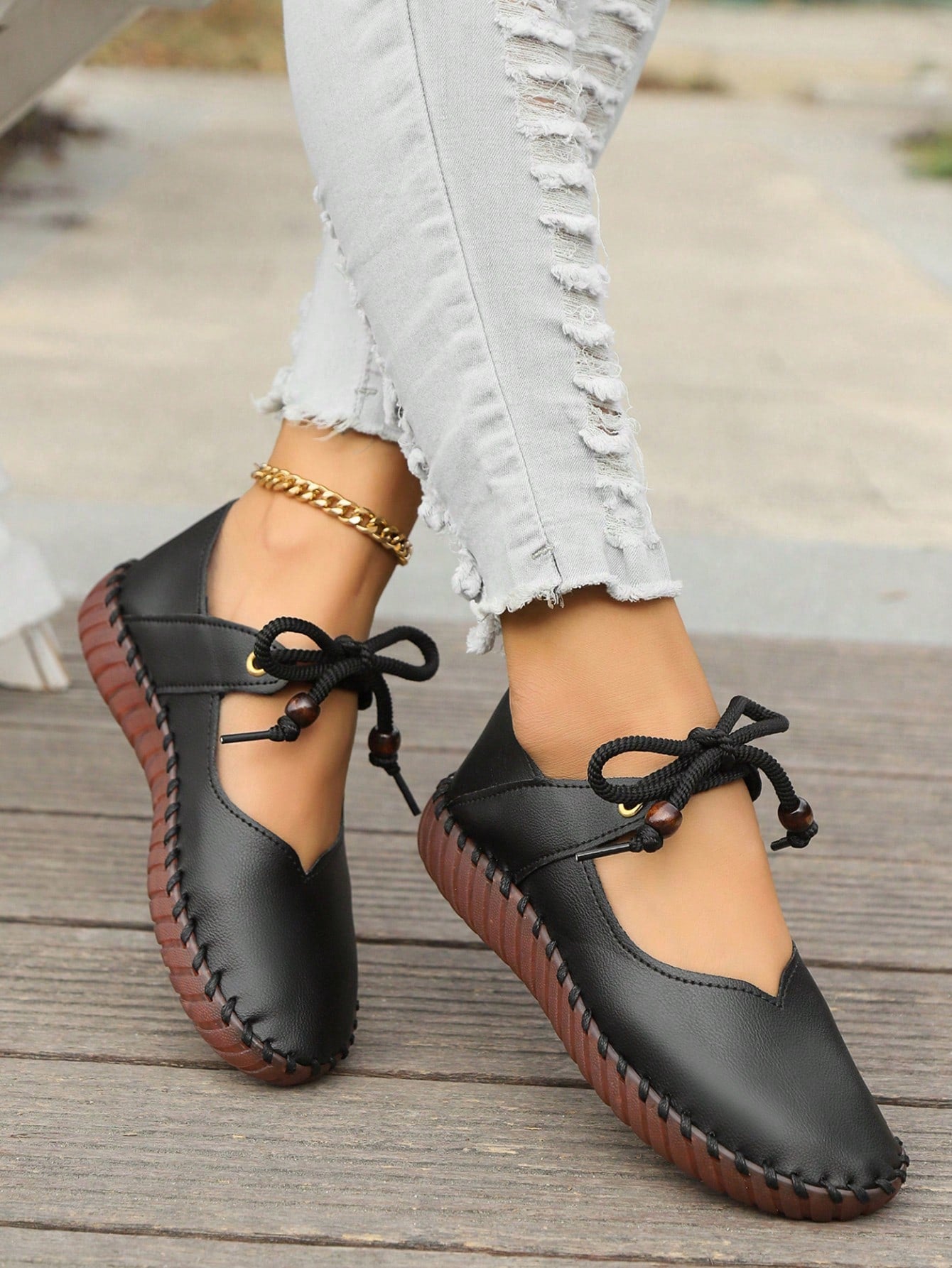 Women's Comfortable And Versatile Flat Leather Shoes With Soft Rubber Sole, 2024 New Spring And Autumn Slip-Proof Casual Shoes