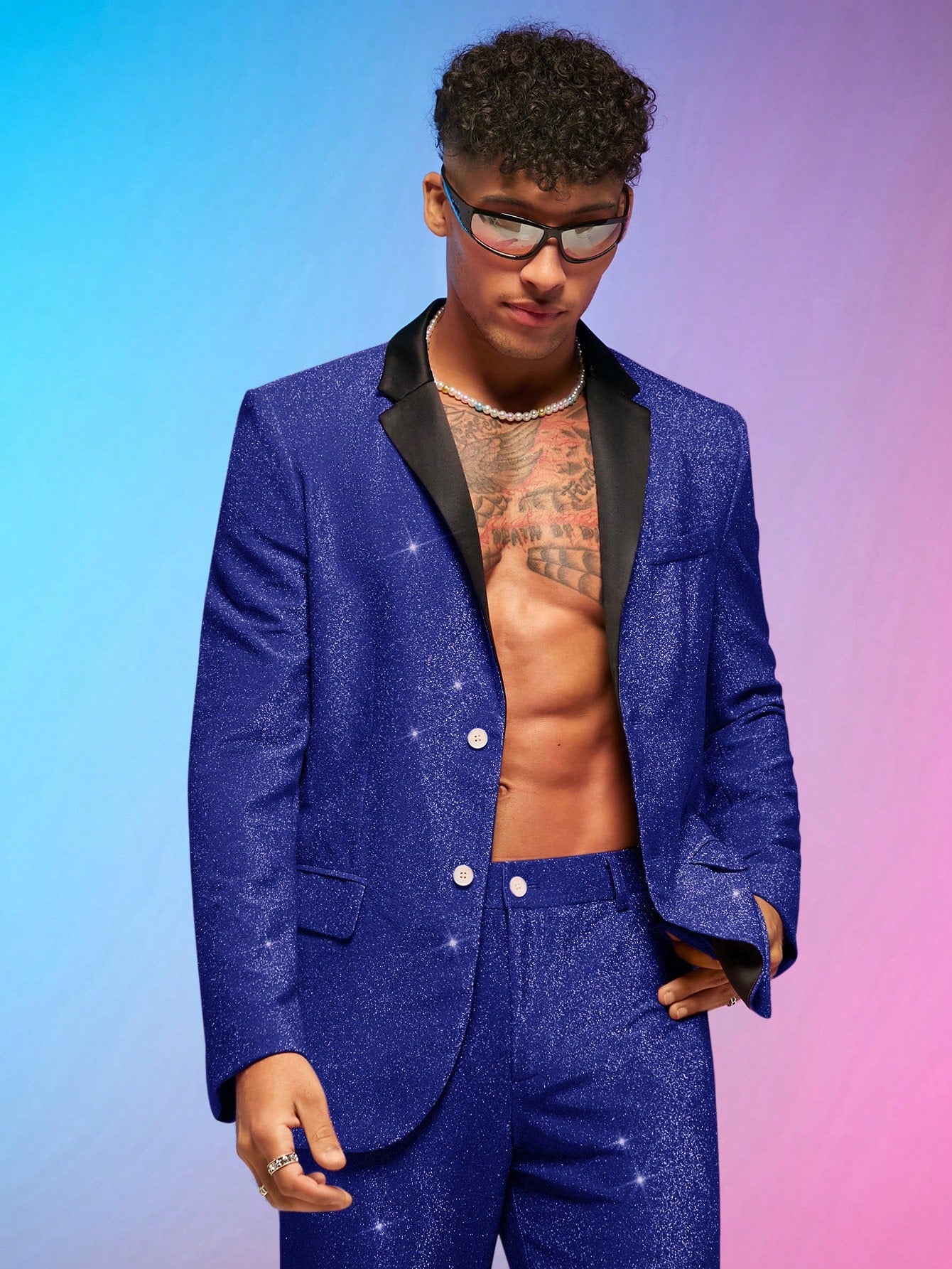 FeverCity Men Glitter Single Breasted Blazer