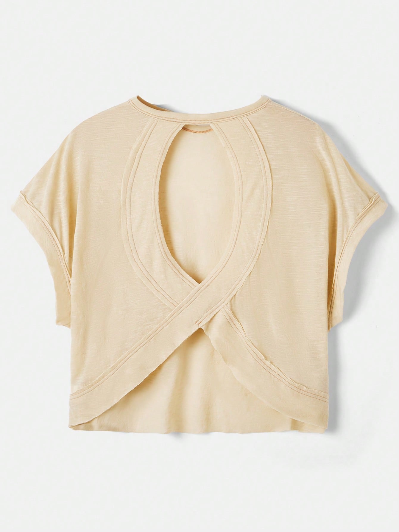 Cut Out Back Batwing Sleeve Tee