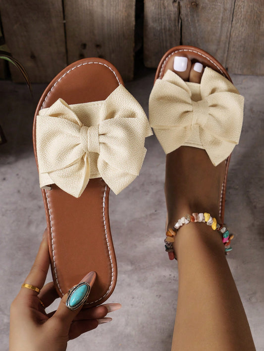 Women's New Style Comfortable Bowknot Flat Slippers, Fashionable And Versatile, For Home Use