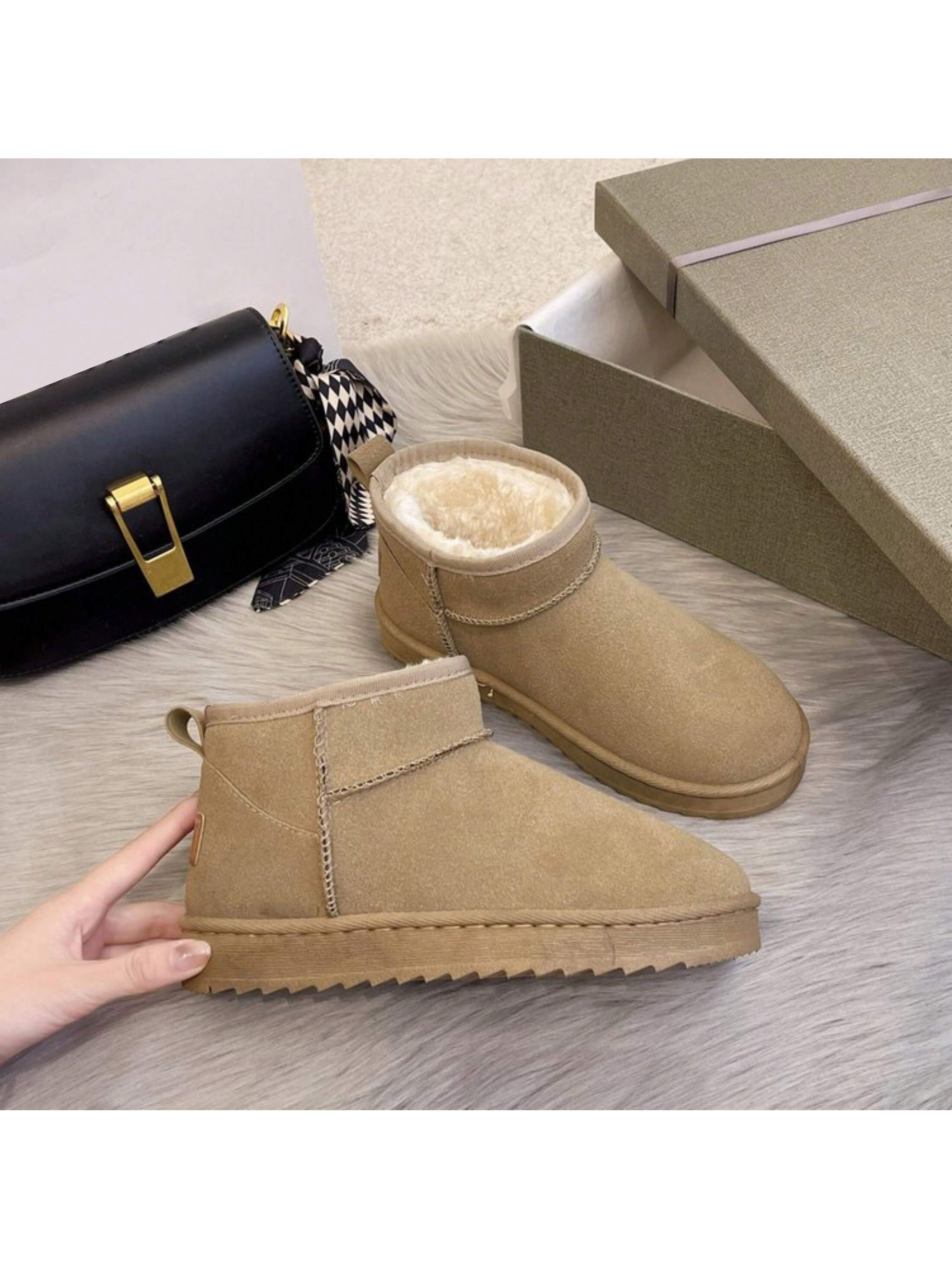 Women'S Mini Platform Boots Ankle Boot Faux Lined Suede Cozy Platform With Memory Foam Insole Winter Boots Indoor & Outdoor Snow Boots