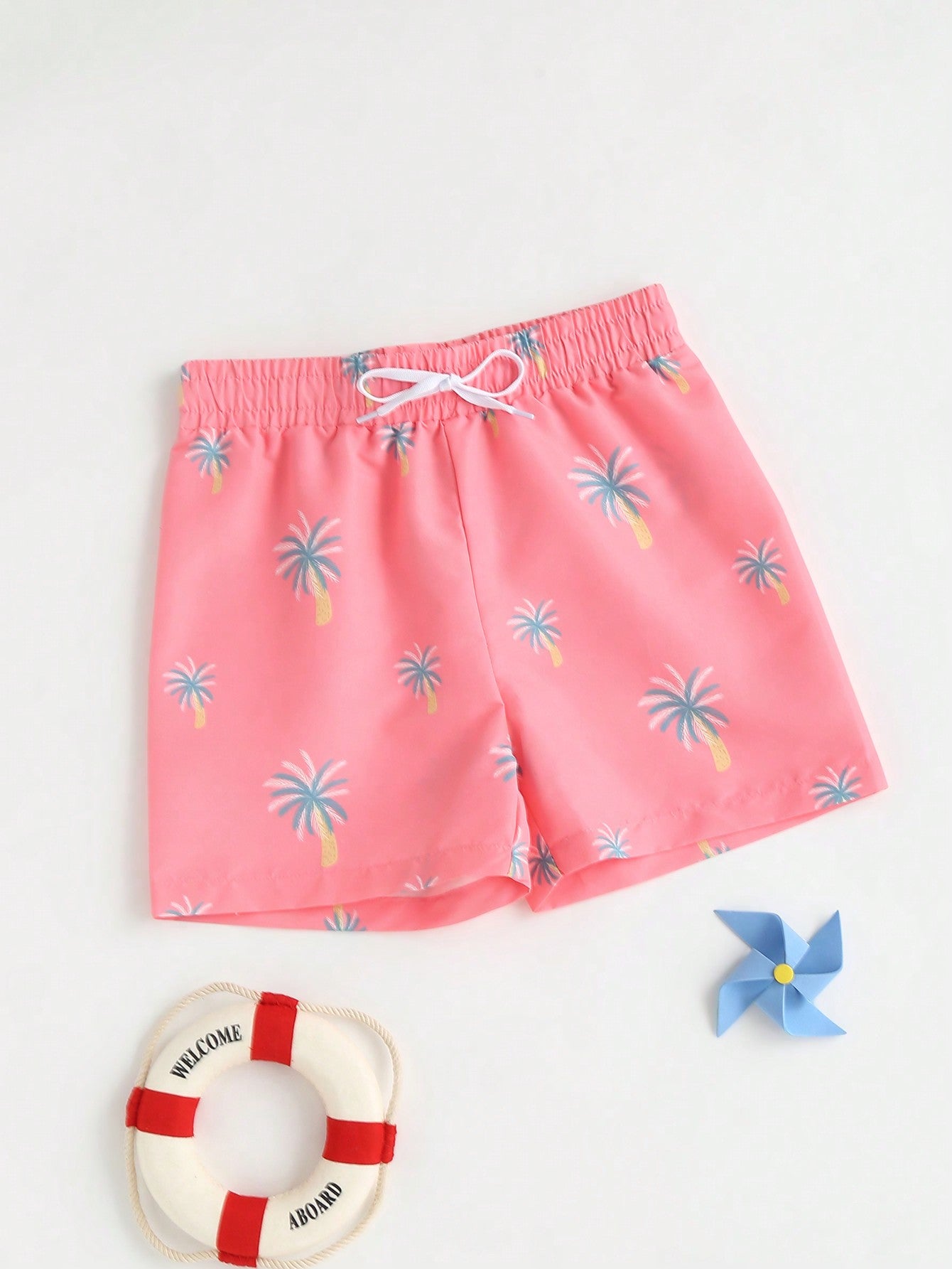 Young Boy Coconut Tree Print Swim Shorts