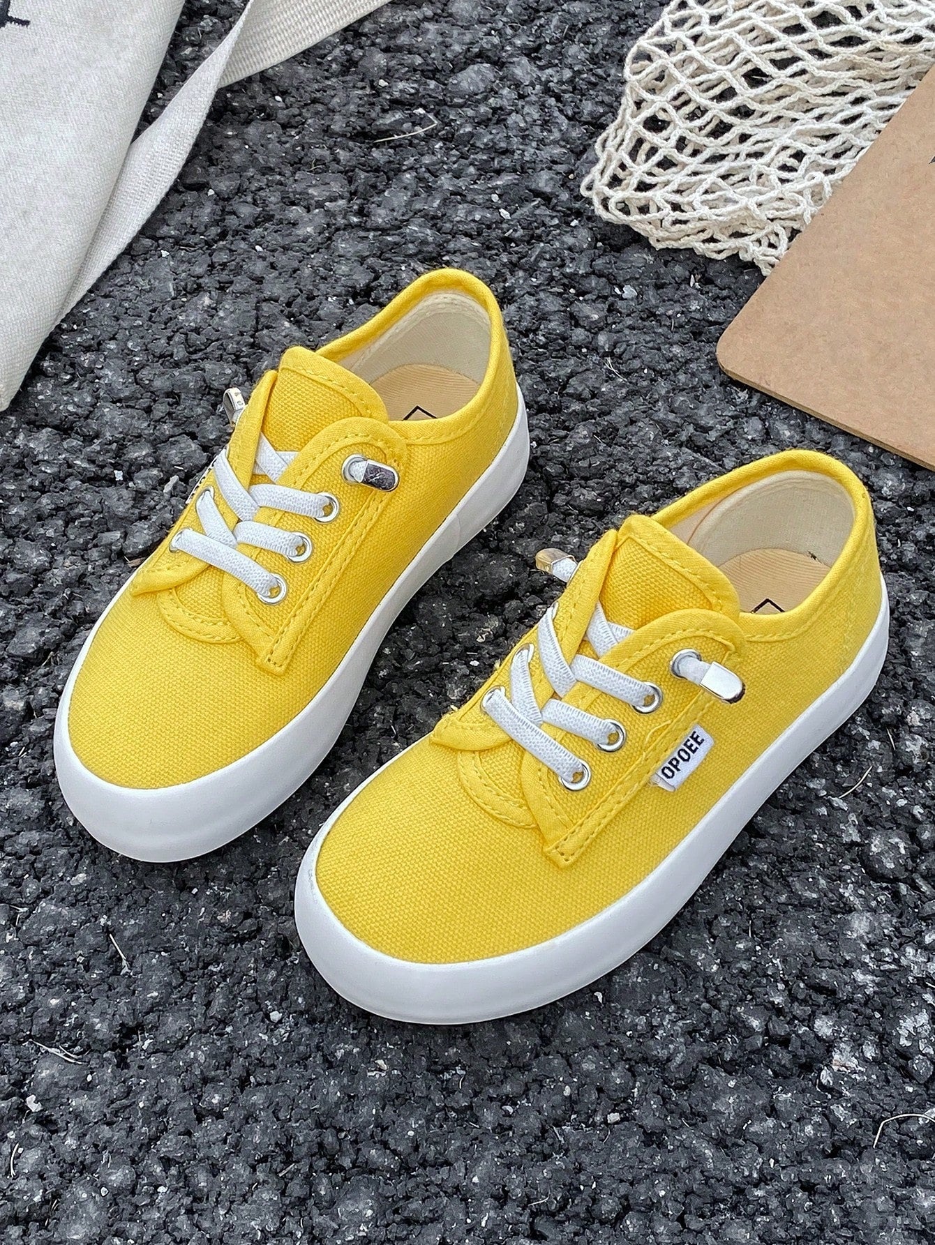 Kids' Canvas Sneakers, Spring & Autumn Korean Style, Simple Design, Low-Cut Fashionable Athletic Shoes With Classic Lace-Up, Suitable For Boys And Girls For Casual Wear, Athletics Or Skateboarding