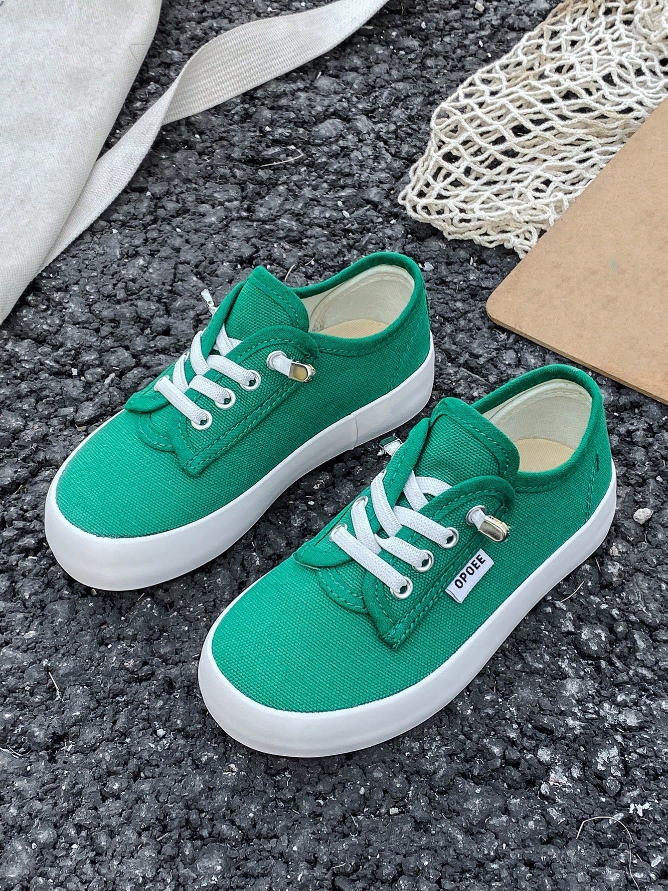 Kids' Canvas Sneakers, Spring & Autumn Korean Style, Simple Design, Low-Cut Fashionable Athletic Shoes With Classic Lace-Up, Suitable For Boys And Girls For Casual Wear, Athletics Or Skateboarding