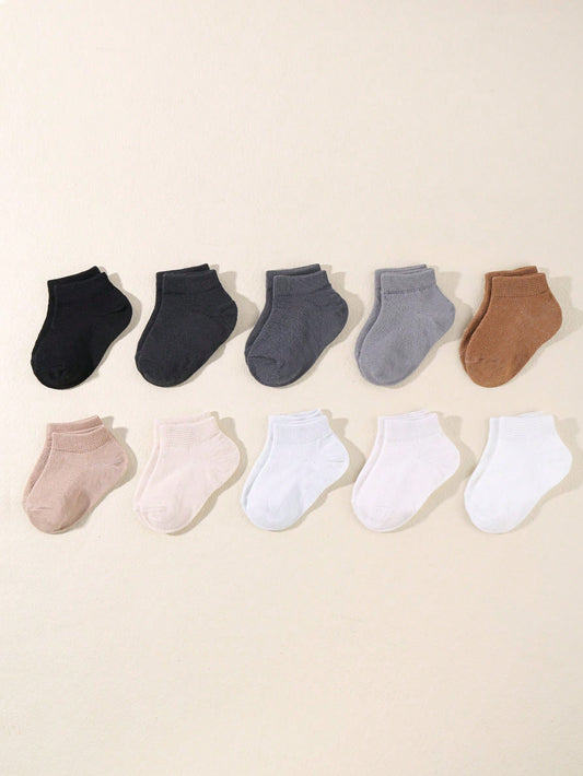 10 Pairs Baby Infant Solid Color Short Socks