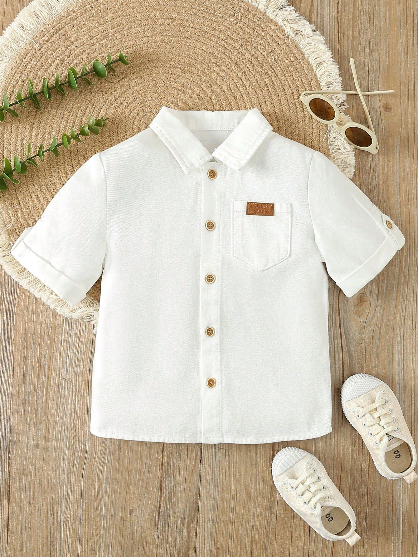 Young Boy Summer Casual Comfortable Simple Solid Short Sleeve Denim Jacket