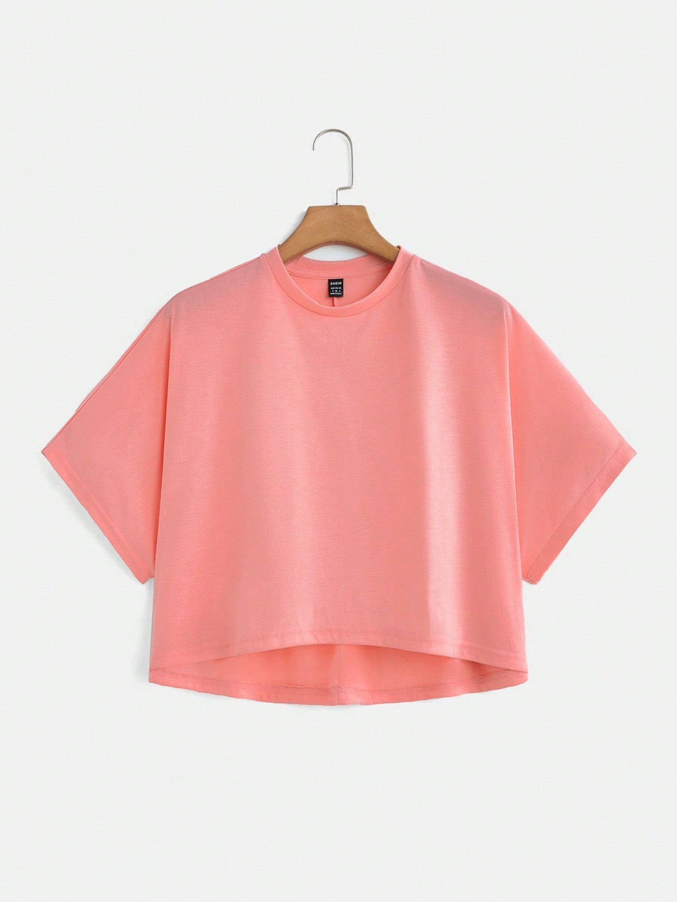 Solid Batwing Sleeve Crop Tee