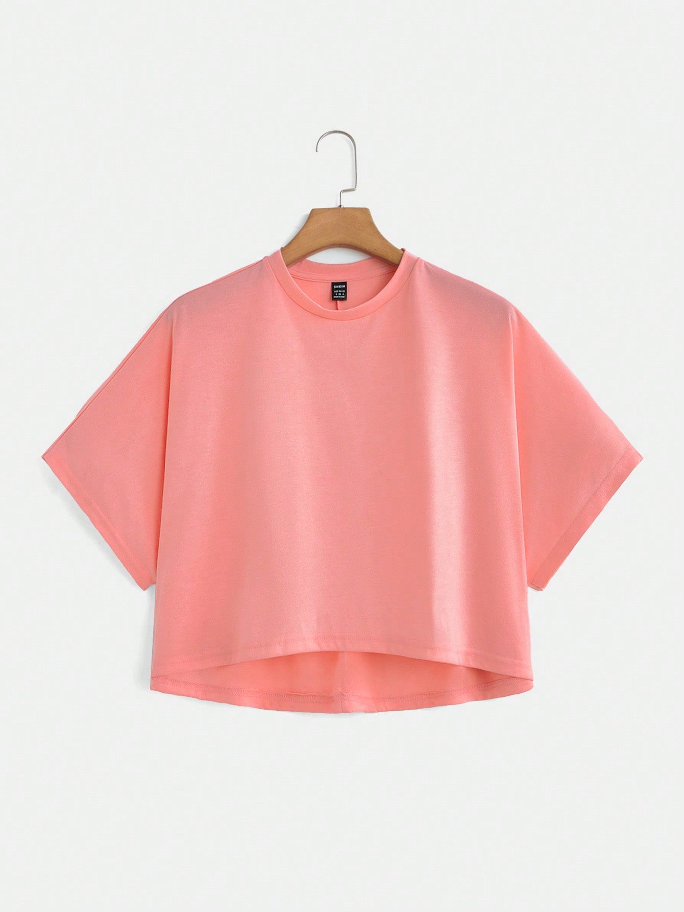 Solid Batwing Sleeve Crop Tee