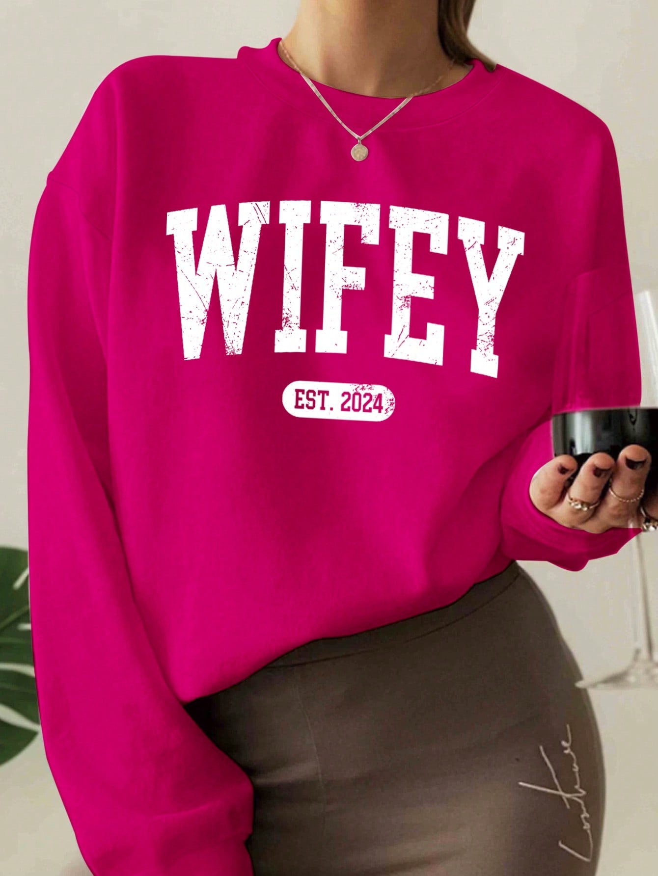 Women's Letter Printed Crew Neck Sweatshirt