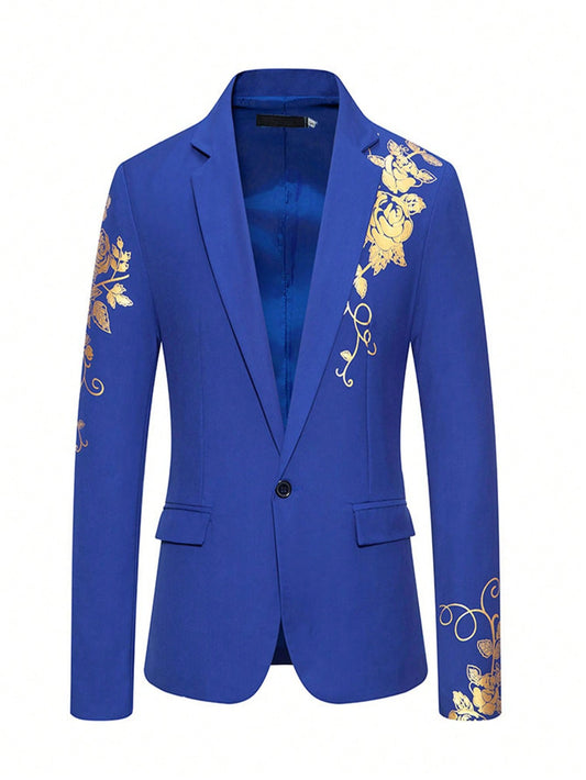 Men's Paisley Gold-Patch Wedding/Casual Slim Fit Suit