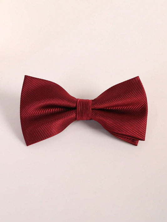 1pc Children's Red Diagonal Striped Bow Tie For Daily & Festive Occasions