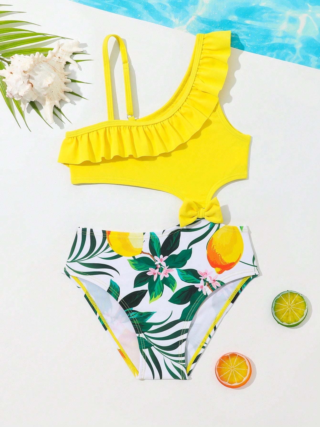 Young Girls' Colorful Printed One-Piece Swimwear