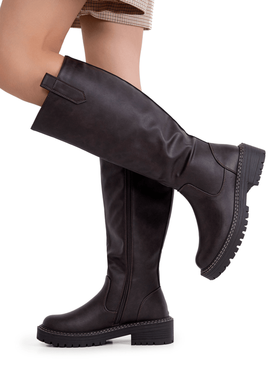 Comfyshoes Women's Knee High Boots, Platform Tall Boots With Side Zipper For Ladies