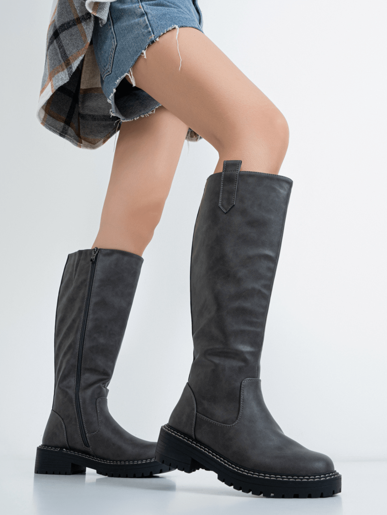 Comfyshoes Women's Knee High Boots, Platform Tall Boots With Side Zipper For Ladies