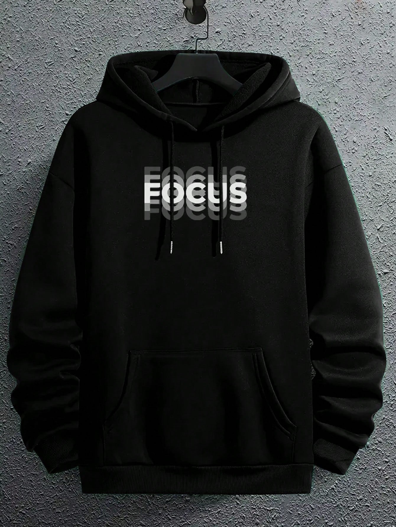 Men's Hooded Sweatshirt With Letter Print And Drawstring