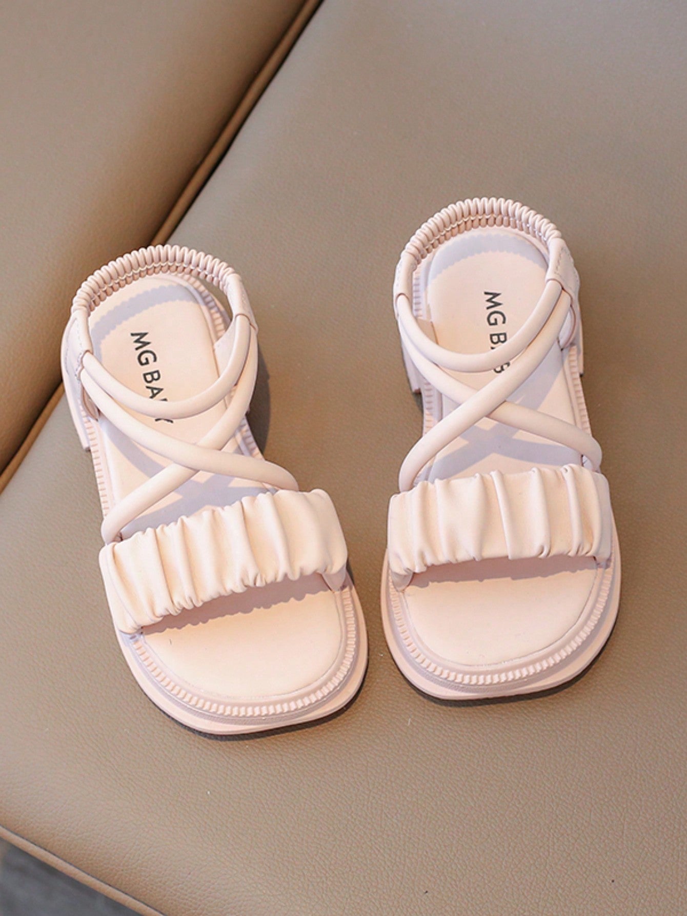 Girls' Korean Style Casual PU Roman Sandals, New Arrival Soft Sole Fashionable Open Toe Slip-Resistant Beach Shoes, Suitable For Summer Holidays